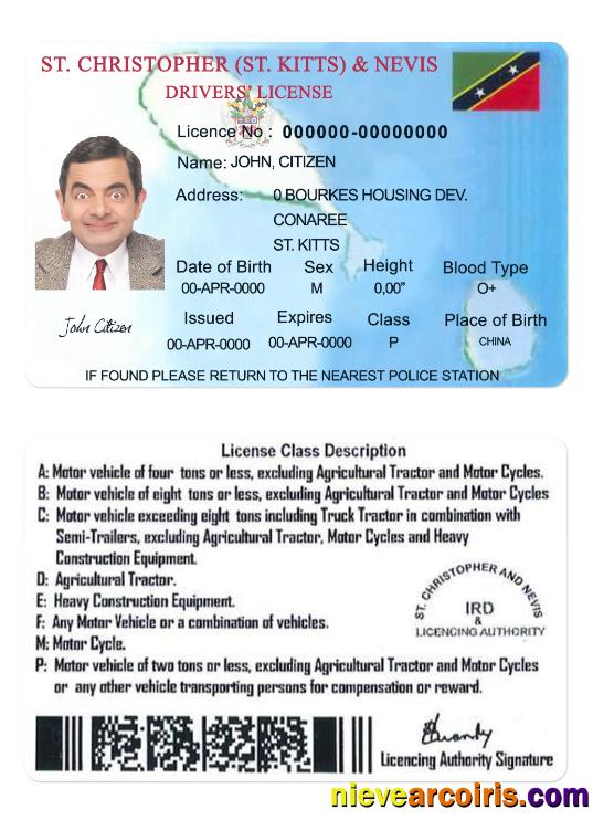 St Kitts & Nevis driving license